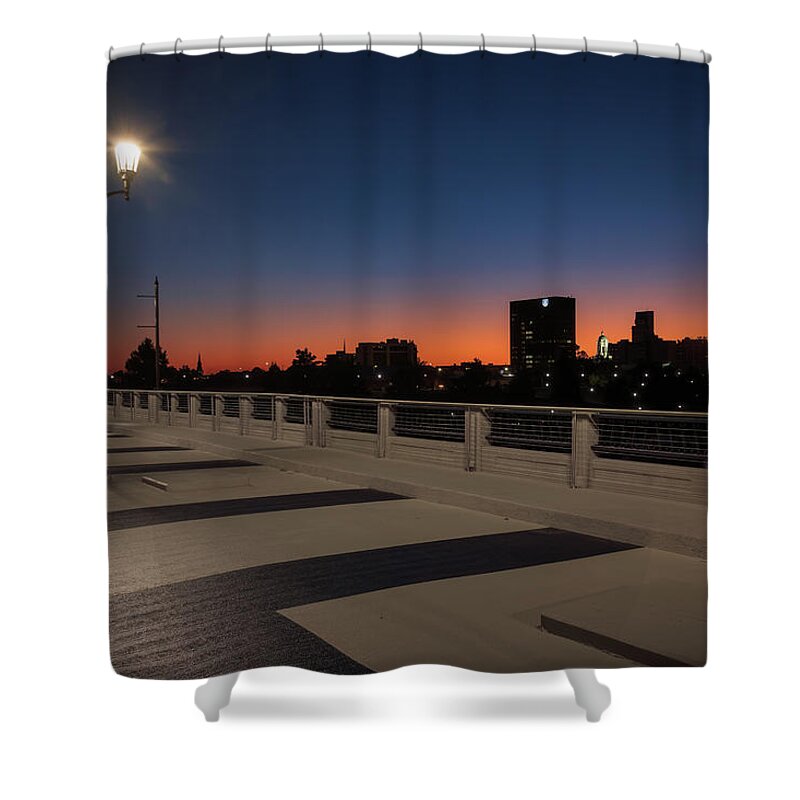 Sunset Shower Curtain featuring the photograph 5th Street Bridge Sunset-1 by John Kirkland
