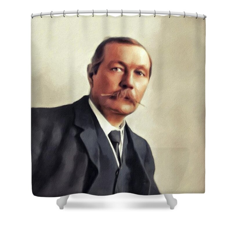 Arthur Shower Curtain featuring the painting Sir Arthur Conan Doyle, Literary Legend #6 by Esoterica Art Agency