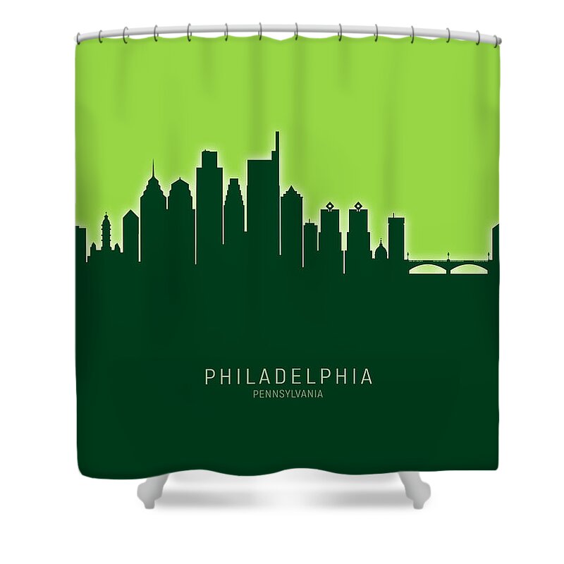 Philadelphia Shower Curtain featuring the digital art Philadelphia Pennsylvania Skyline by Michael Tompsett