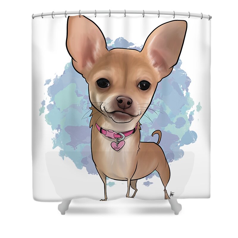 6569 Shower Curtain featuring the drawing 6569 Guilinger by Canine Caricatures By John LaFree