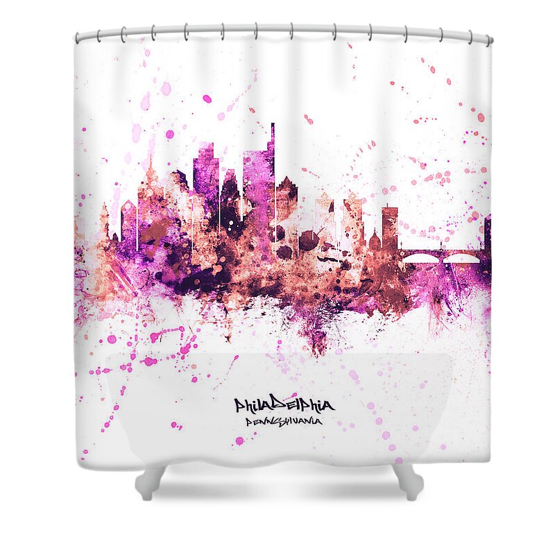 Philadelphia Shower Curtain featuring the digital art Philadelphia Pennsylvania Skyline #68 by Michael Tompsett