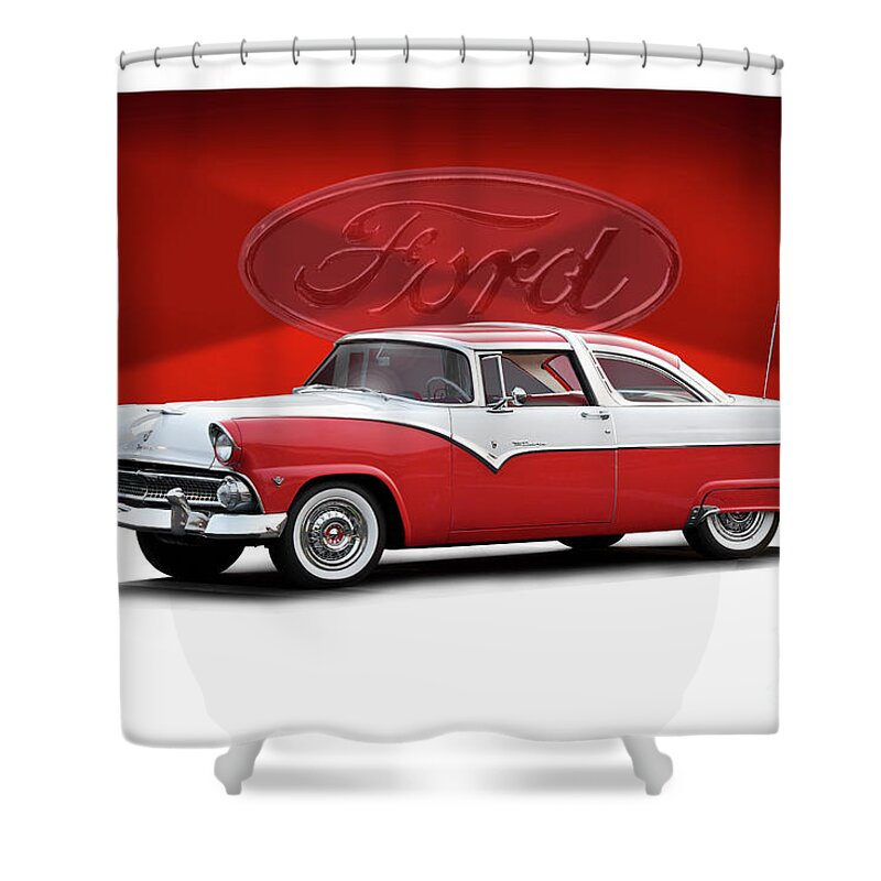 1965 Ford Crown Victoria Shower Curtain featuring the photograph 1956 Ford Crown Victoria #7 by Dave Koontz