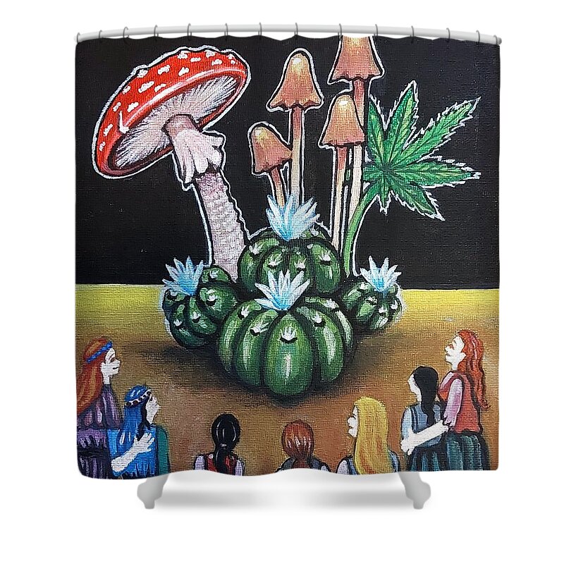 Shower Curtain featuring the painting 7 Sisters Witness by James RODERICK
