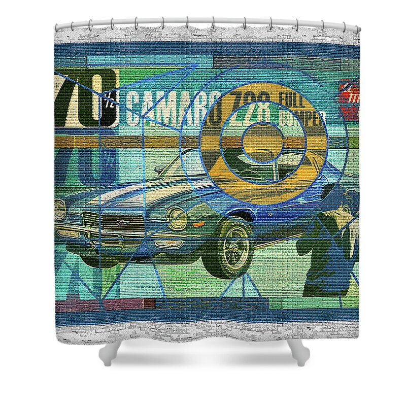 70 Chevy Shower Curtain featuring the digital art 70 Chevy / AMT Camaro by David Squibb