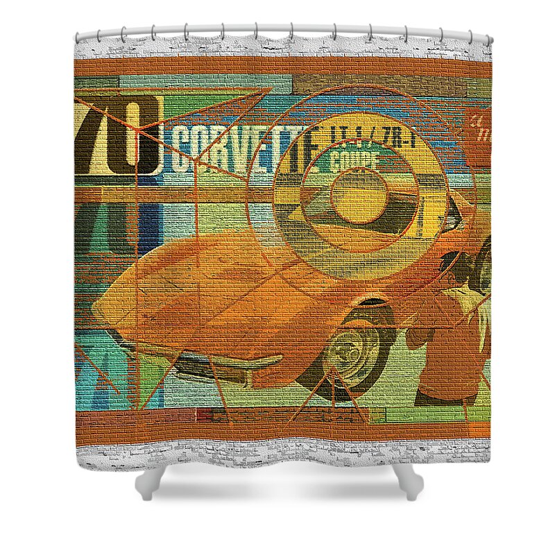 70 Chevy Shower Curtain featuring the digital art 70 Chevy / AMT Corvette by David Squibb