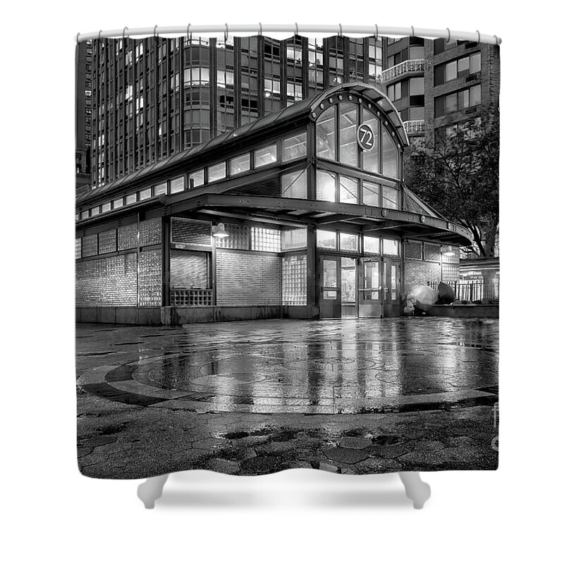 72nd Street Shower Curtain featuring the photograph 72nd Street Subway Station bw by Jerry Fornarotto