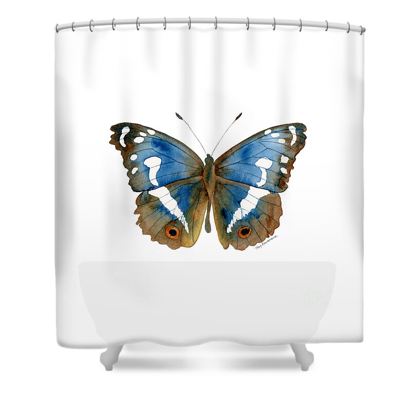 Apatura Iris Shower Curtain featuring the painting 78 Apatura Iris Butterfly by Amy Kirkpatrick