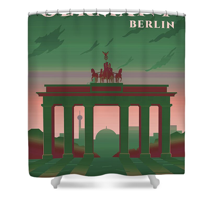 Oil On Canvas Shower Curtain featuring the digital art Berlin #8 by Celestial Images