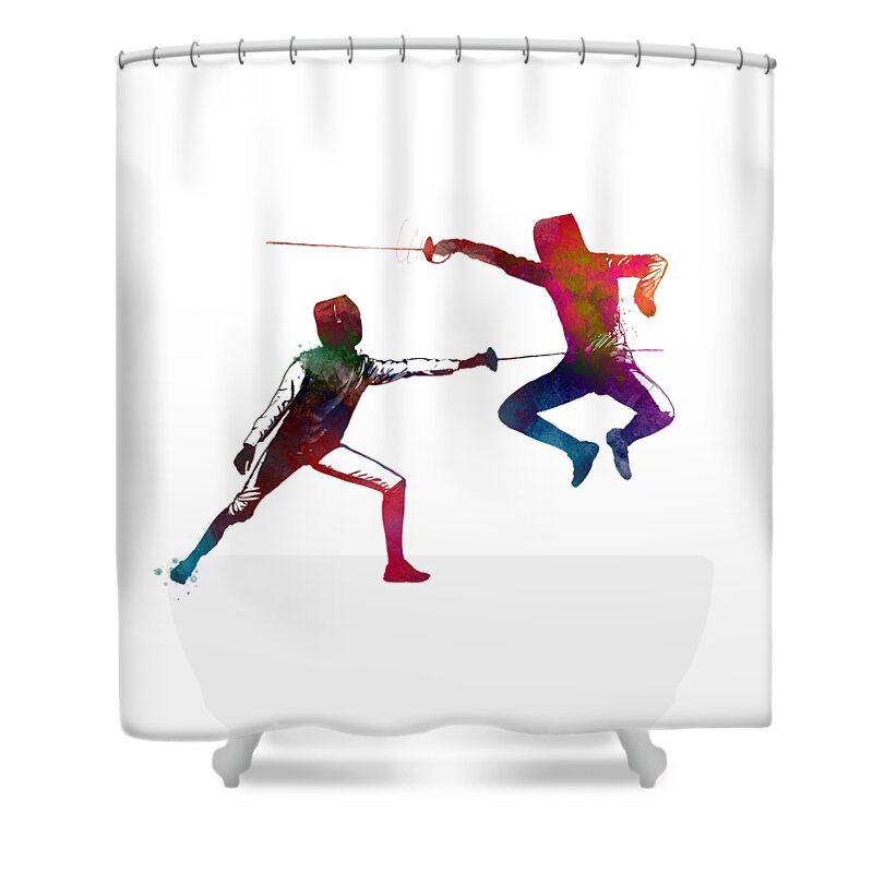 Fencing Sport Art #fencing #sport Shower Curtain featuring the digital art Fencing sport art #fencing #sport #8 by Justyna Jaszke JBJart