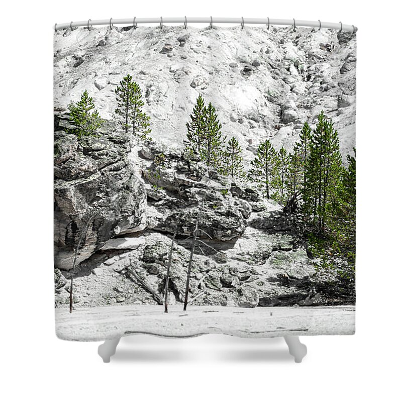 Outdoors Shower Curtain featuring the photograph Mammoth Hot Springs in Yellowstone National Park. USA #8 by Alex Grichenko