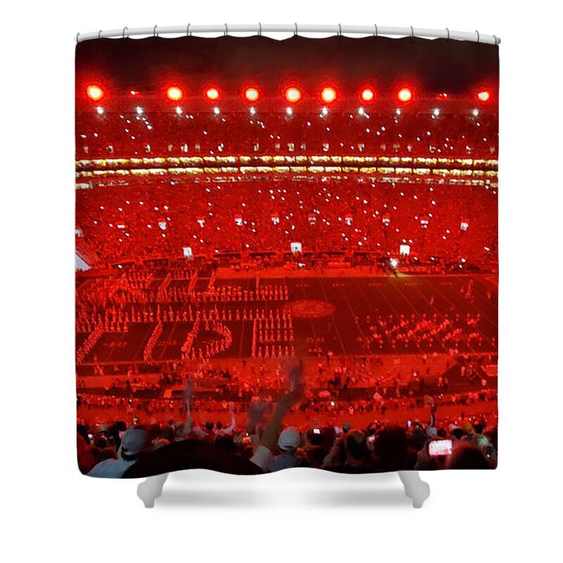 Gameday Shower Curtain featuring the photograph Night Panorama Bryant-Denny Stadium by Kenny Glover