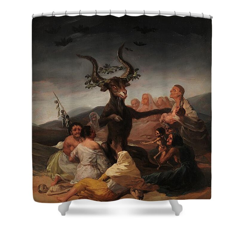 Francisco Goya Shower Curtain featuring the painting Witches Sabbath #8 by Vincent Monozlay