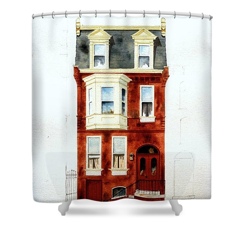 Watercolor Shower Curtain featuring the painting 824 Jefferson St. by William Renzulli