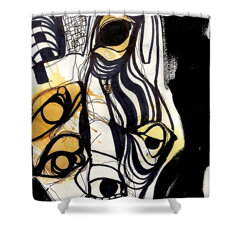 Contemporary Art Shower Curtain featuring the drawing Untitled #9 by Jeremiah Ray