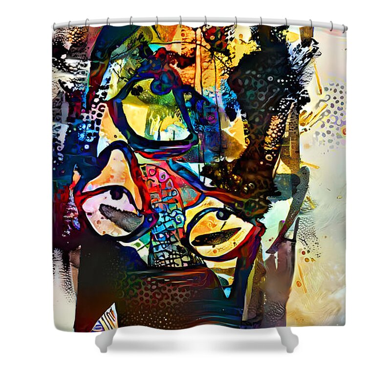 Contemporary Art Shower Curtain featuring the digital art 99 by Jeremiah Ray