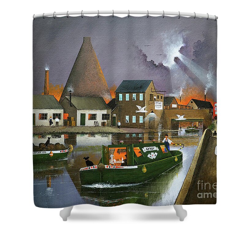 England Shower Curtain featuring the painting The Redhouse Cone Wordsley Stourbridge England by Ken Wood