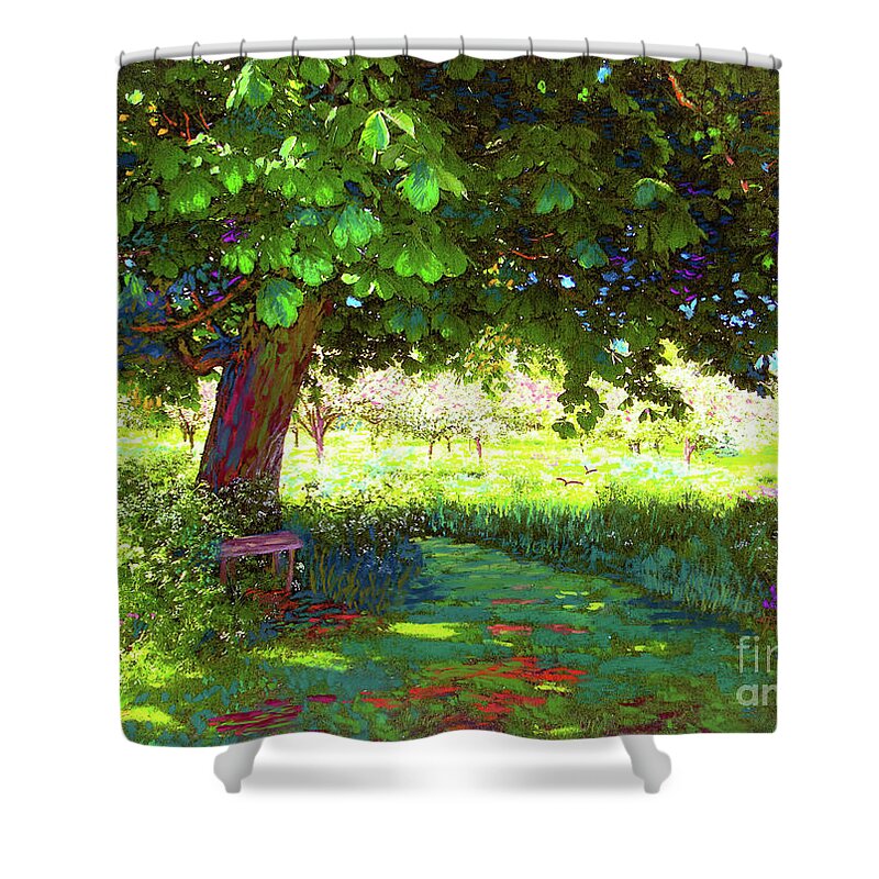 Landscape Shower Curtain featuring the painting A Beautiful Day by Jane Small