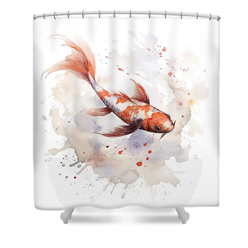 A beautiful Japanese koi fish in traditional sumi-e watercolour Shower  Curtain by Jane Rix - Jane Rix - Artist Website