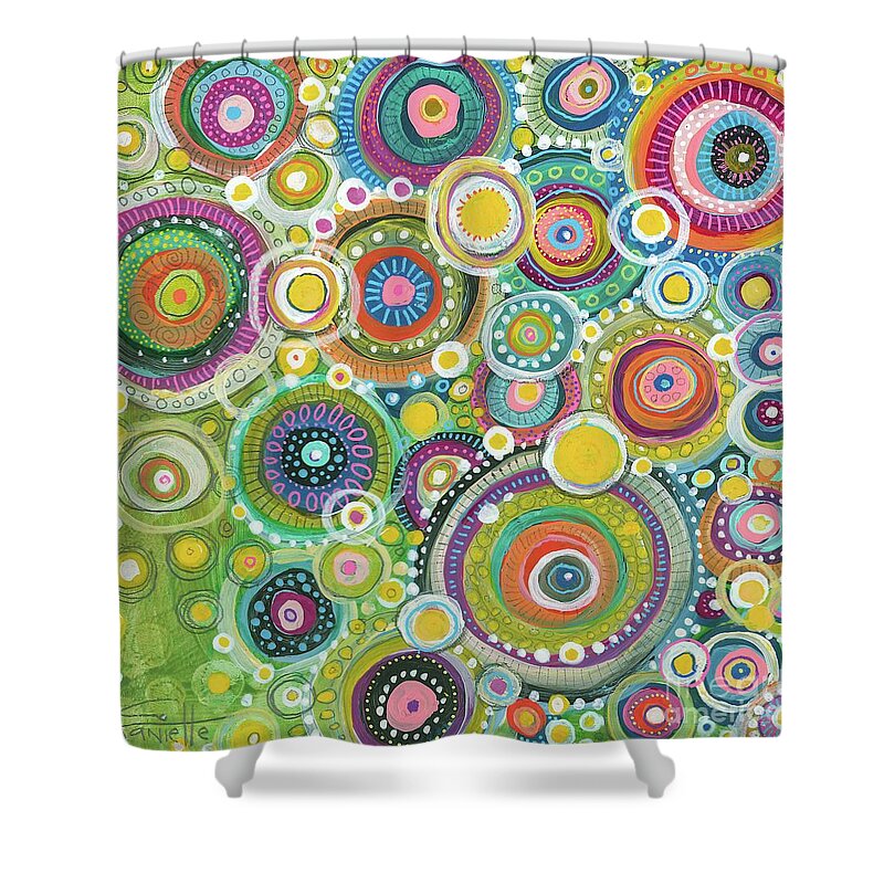 Circles Painting Shower Curtain featuring the painting A Beautiful Mess by Tanielle Childers