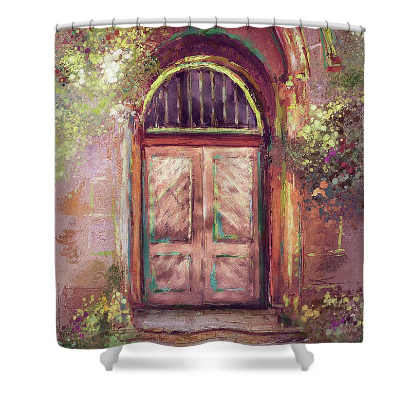 Door Shower Curtain featuring the digital art A Beautiful Mystery by Lois Bryan