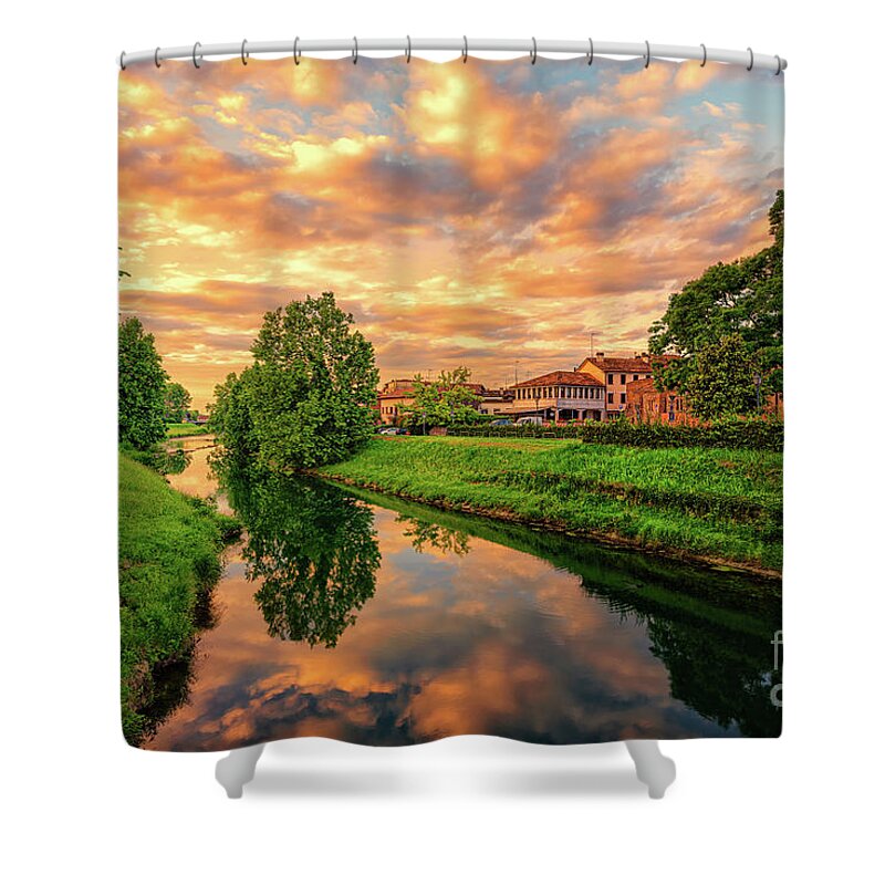 River Shower Curtain featuring the photograph A beautiful sunrise by The P