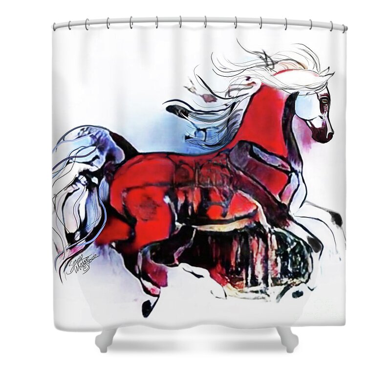 #nftartist #nftcollection #nftdrop #contemporaryart Shower Curtain featuring the digital art A Cantering Horse 005 by Stacey Mayer