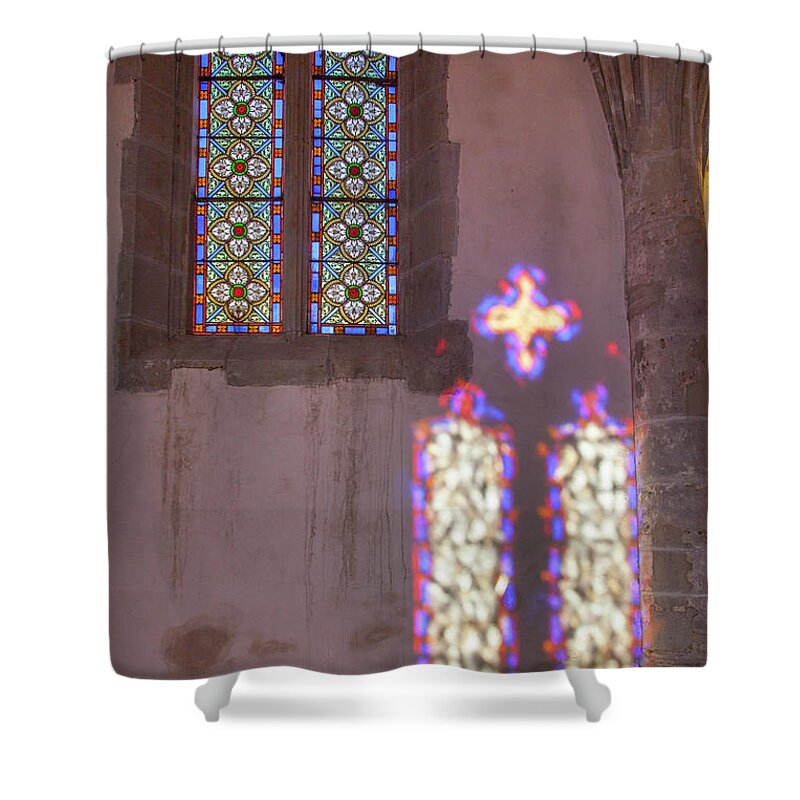 Glass Shower Curtain featuring the photograph A Chapel's Light by W Chris Fooshee