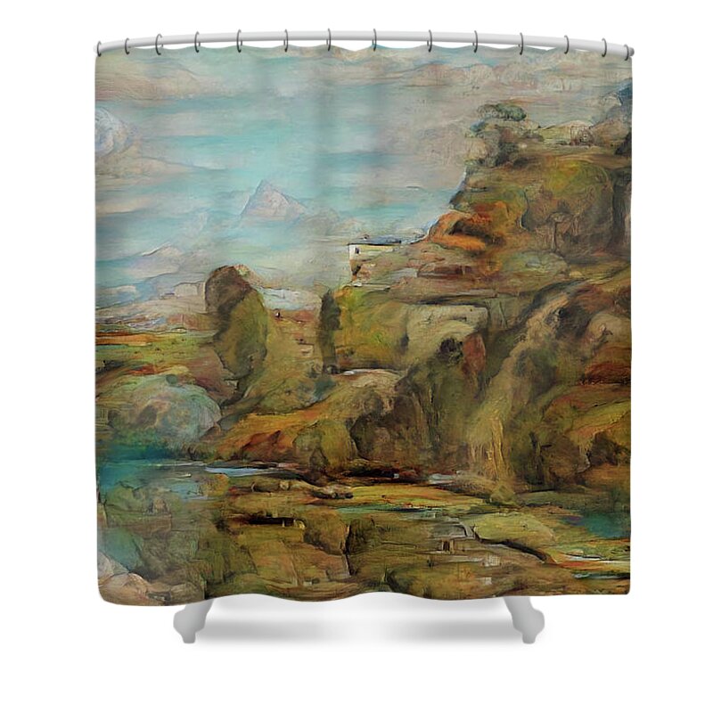 Gan Shower Curtain featuring the digital art A dream of Perth by Jeremy Holton