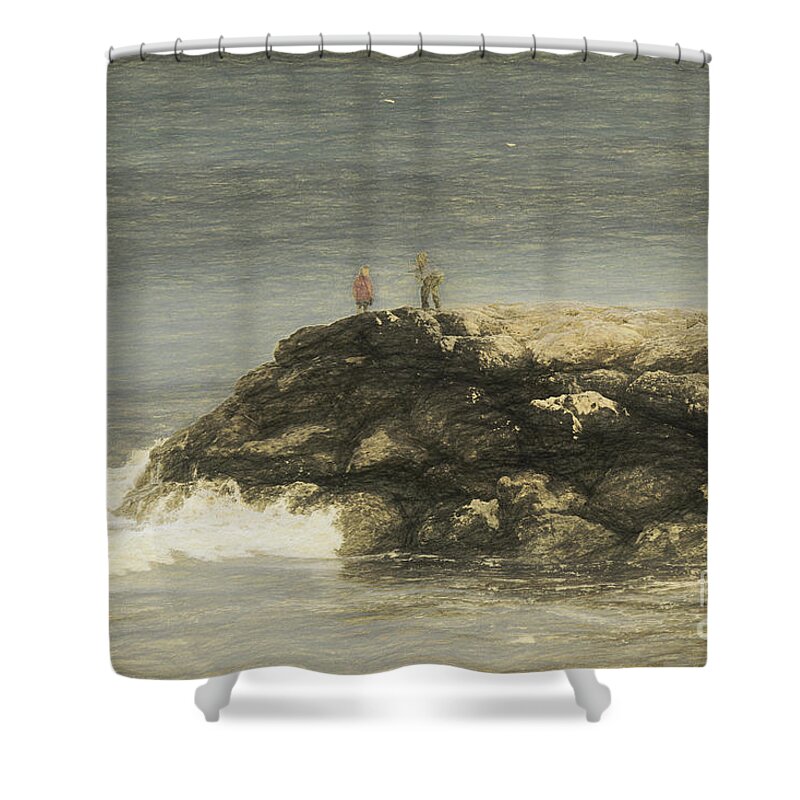 Photo Painting Shower Curtain featuring the photograph A Dull Day at Burns Beach, Western Australia by Elaine Teague