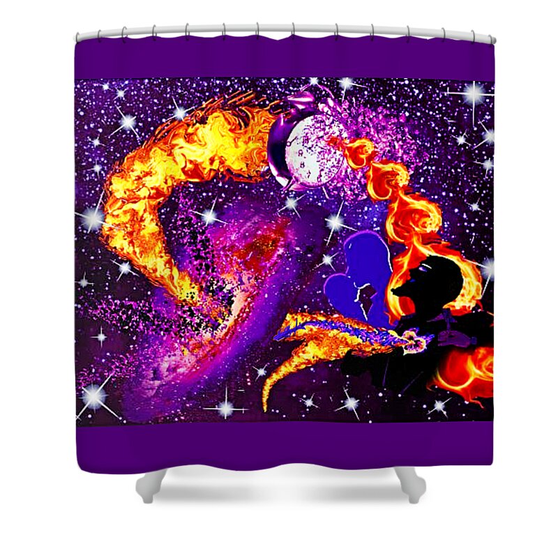 A Fathers Love Poem Shower Curtain featuring the digital art A Fathers Love Not Bound By Space Or Time by Stephen Battel