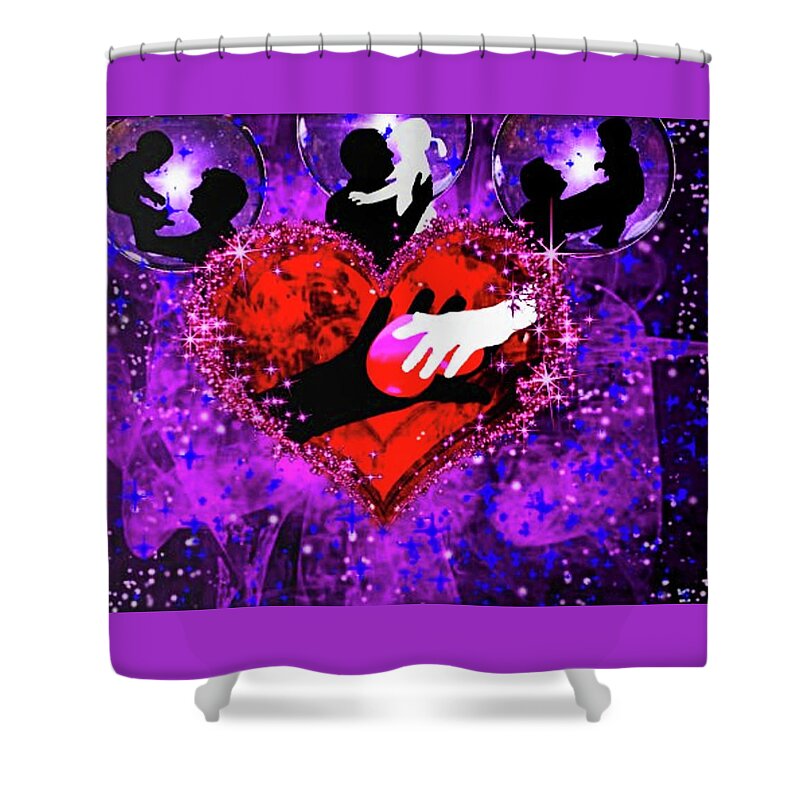A Fathers Love Poem Shower Curtain featuring the digital art A Fathers Love Shared by Stephen Battel