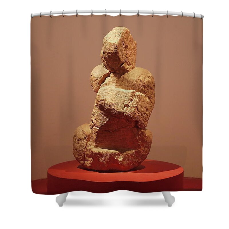 Anthropomorphic Statue Shower Curtain featuring the photograph A feeling of incompleteness by Karine GADRE