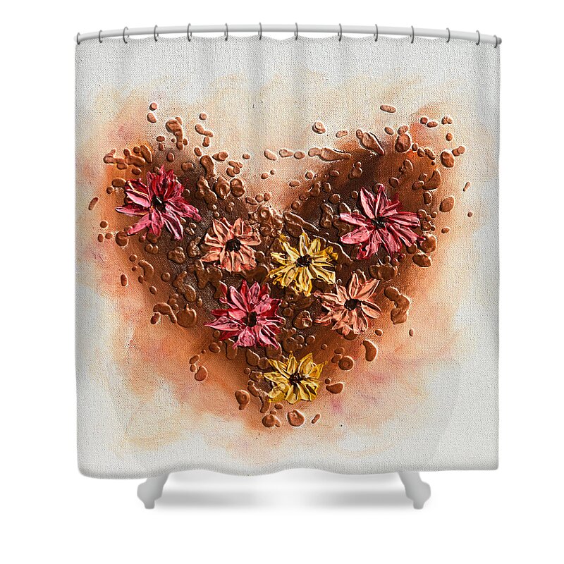Heart Shower Curtain featuring the painting A floral Heart by Amanda Dagg