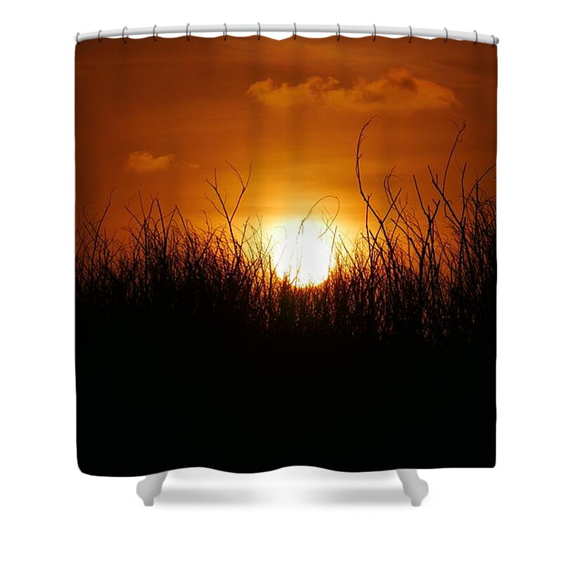 Amazing Sunsets Shower Curtain featuring the photograph Rolling Golden Ball by On da Raks