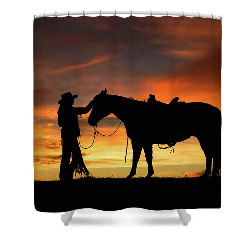 Horse Shower Curtain featuring the digital art A Girl's Best Friend by Nicole Wilde