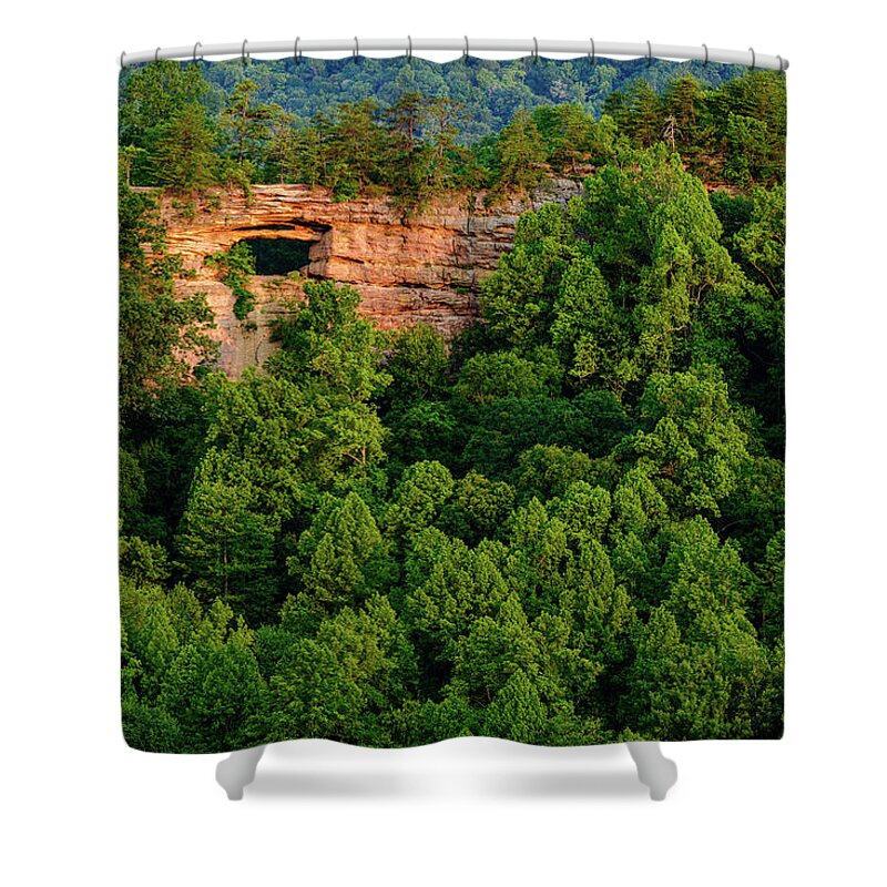 Double Arch Shower Curtain featuring the photograph A Glimmer of Perspective by Michael Scott