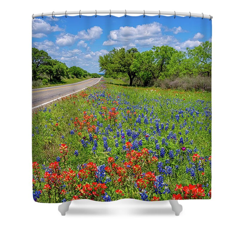 Texas Wildflowers Shower Curtain featuring the photograph A Gorgeous Spring Drive by Lynn Bauer