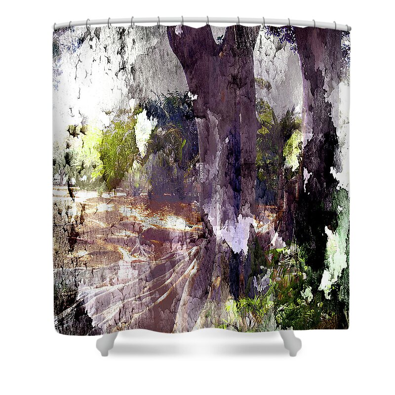Trees Shower Curtain featuring the digital art A Hint of Trees by Nancy Olivia Hoffmann