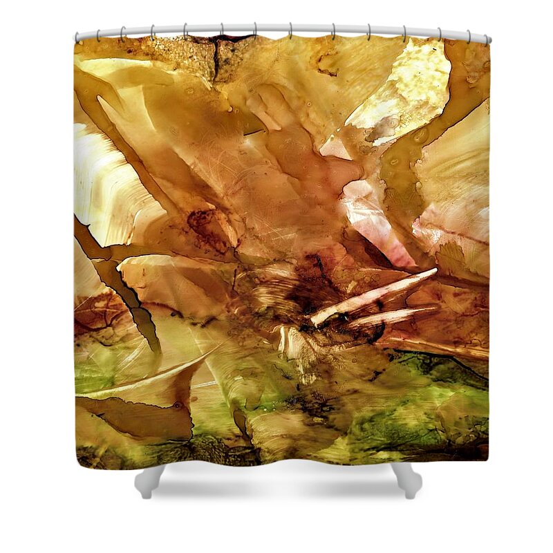 Alcohol Ink Shower Curtain featuring the painting A little break in my day by Angela Marinari