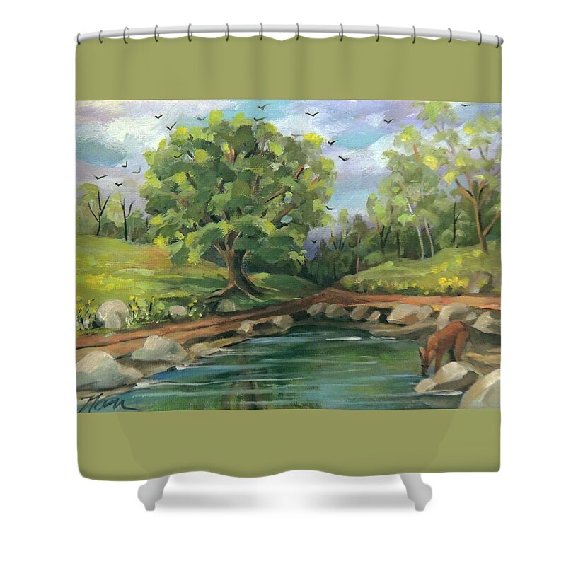 Spring Shower Curtain featuring the painting A Little Spring by Nancy Griswold