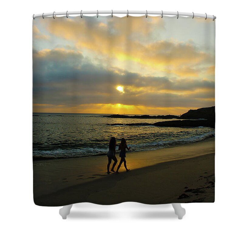 Sunset Shower Curtain featuring the photograph A Long Walk at Sunset by Marcus Jones