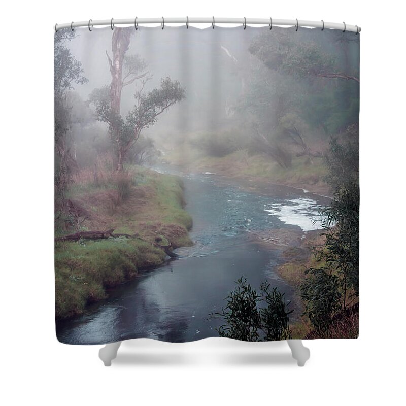 Waterway Shower Curtain featuring the photograph A Misty Morning in Bridgetown 2. Western Australia by Elaine Teague