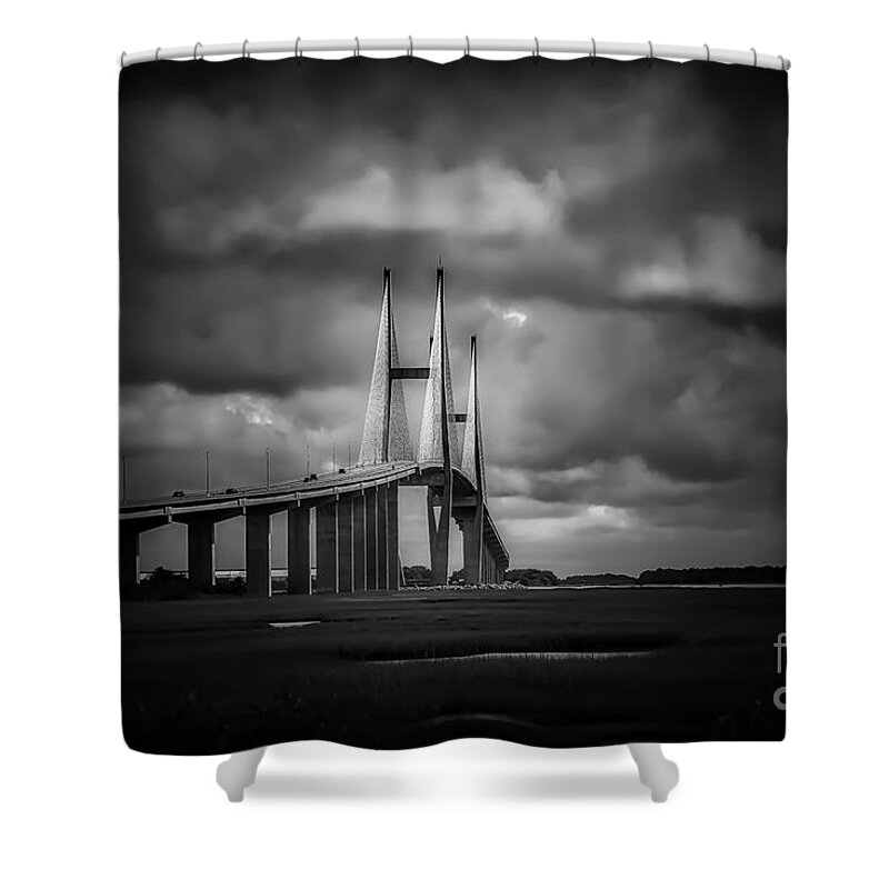 Bridge Shower Curtain featuring the photograph A Moody Bridge by DB Hayes