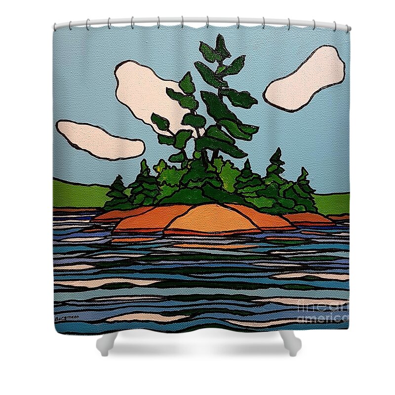 Landscape Shower Curtain featuring the painting A Place to Rest by Petra Burgmann