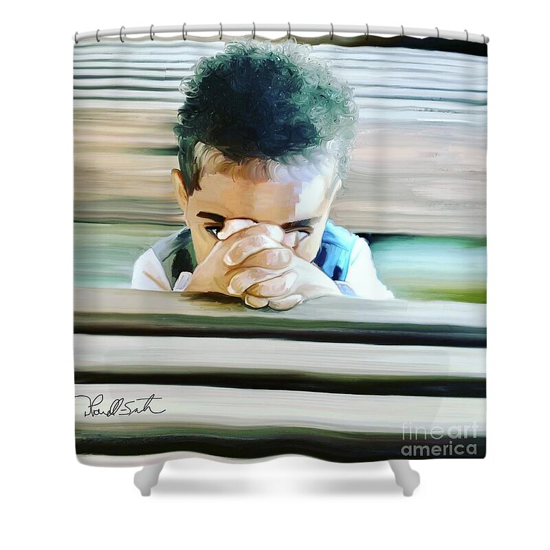 Prayer Shower Curtain featuring the digital art A Prayer For My Grandpa by D Powell-Smith