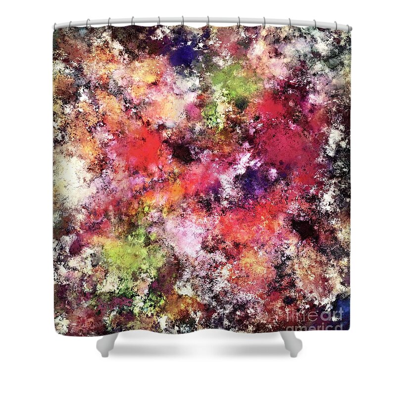 Pink Shower Curtain featuring the digital art A process of elimination by Keith Mills