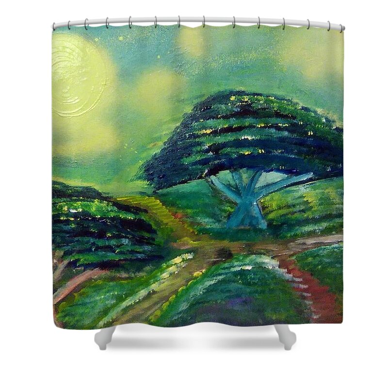 Nature Shower Curtain featuring the painting A Sea of Trees by Andrew Blitman