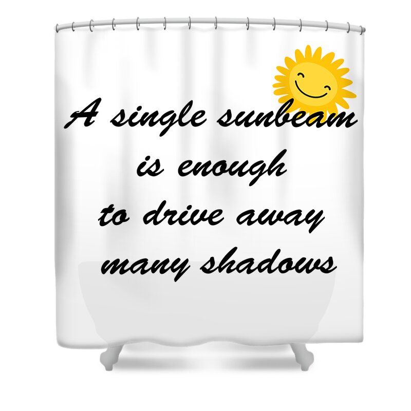 Text Shower Curtain featuring the digital art A single sunbeam by AM FineArtPrints
