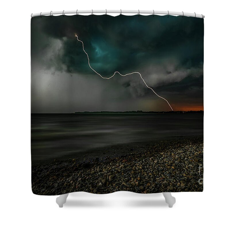 Bavaria Shower Curtain featuring the photograph A stormy day at the lake by Hannes Cmarits