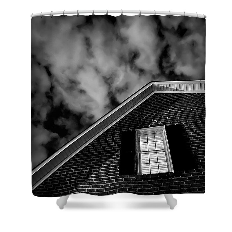 House Shower Curtain featuring the photograph A Strange Thursday Night at Home BW by Lee Darnell